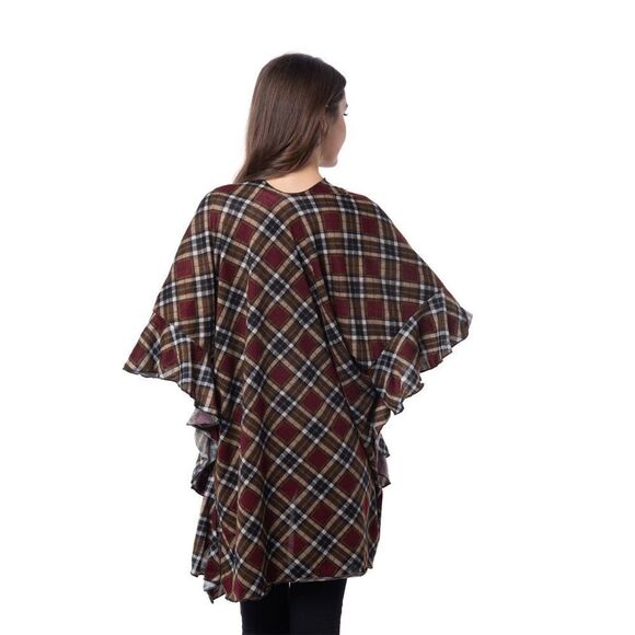Kimono Maroon Checkered Pattern - Picture 2 of 3